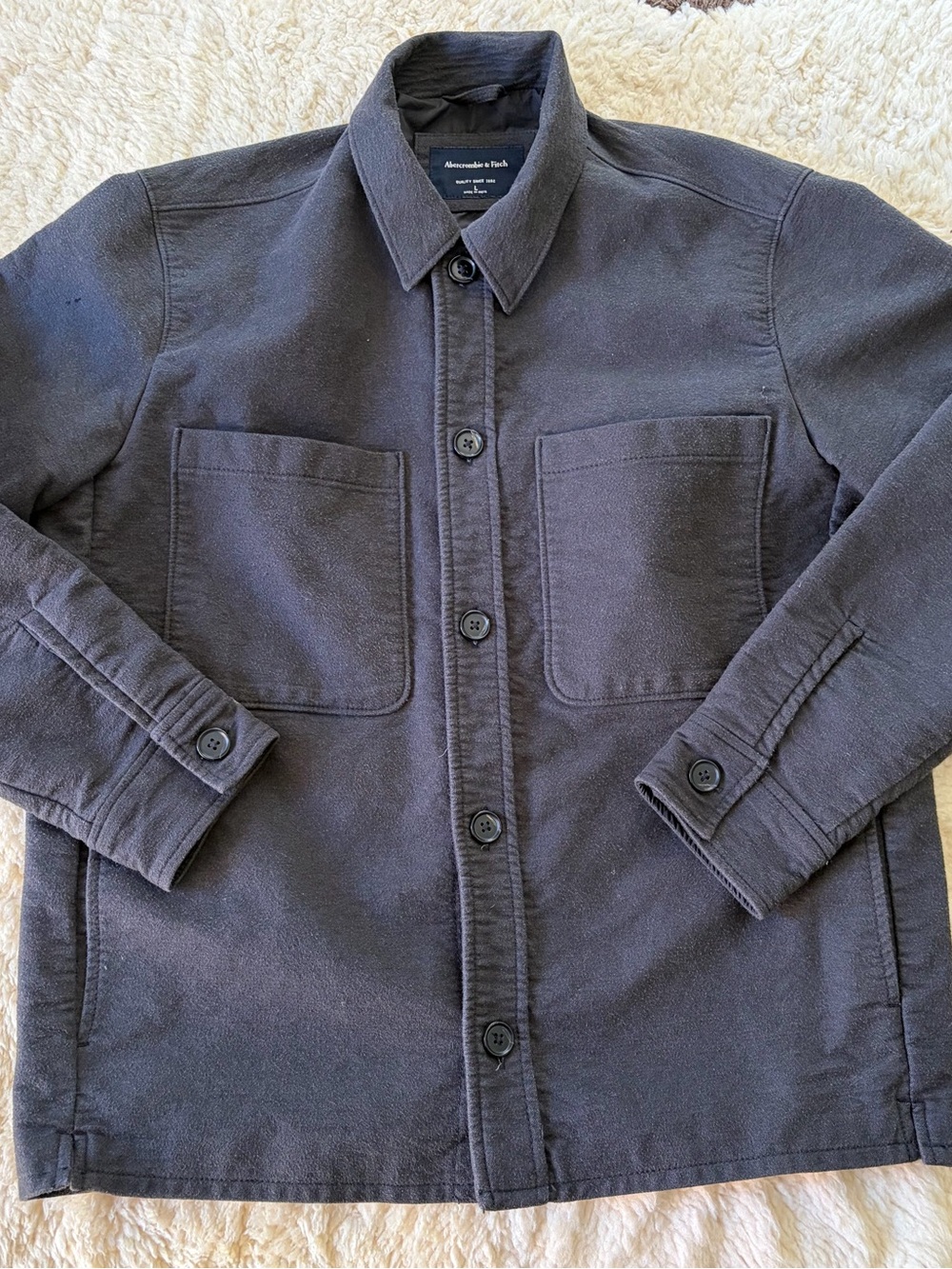 Abercrombie & Fitch Men's Charcoal Button-Front Shirt Jacket